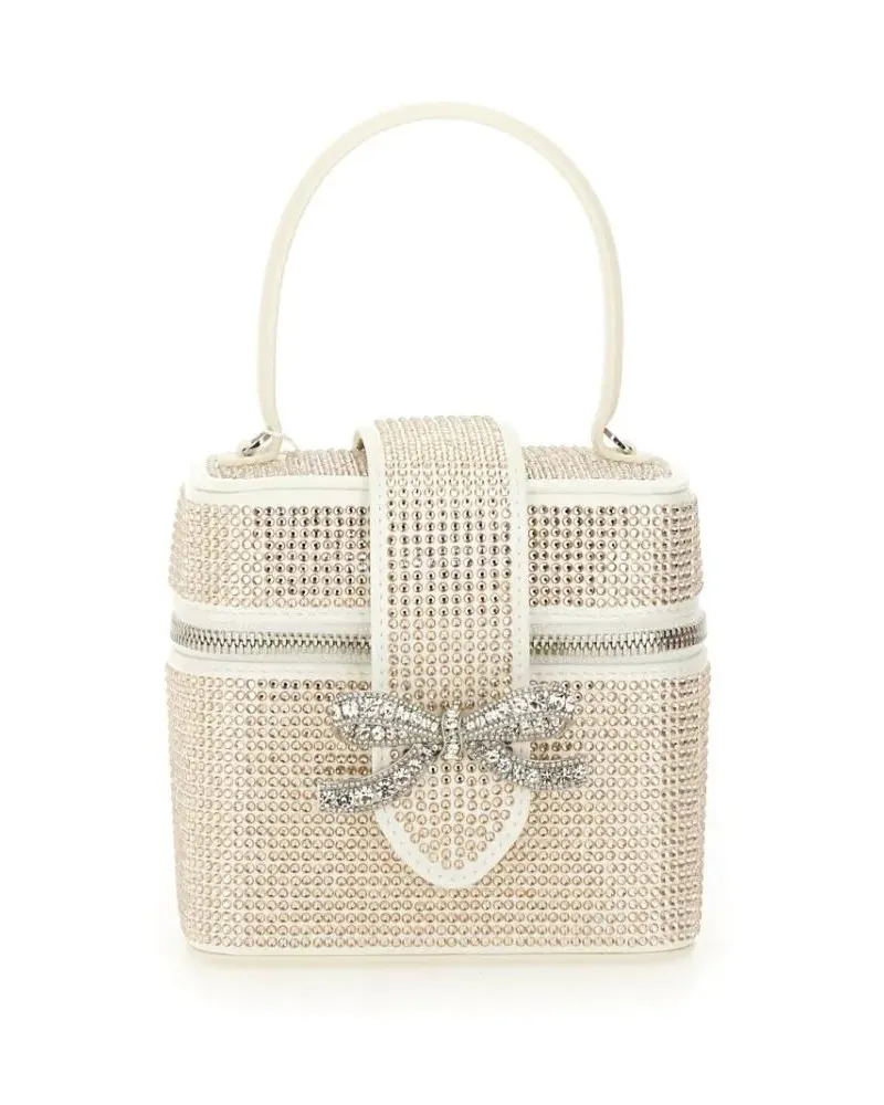 Self-Portrait Beuteltaschen Structured Satin Beauty Case With Rhinestone Embel beige Beige