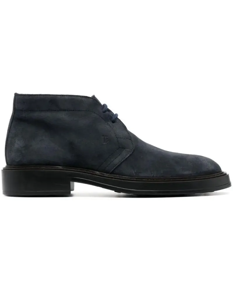 TOD'S Loafer Almond Toe Front Lace-Up Flat Shoes In Midnight Bl blau Blau