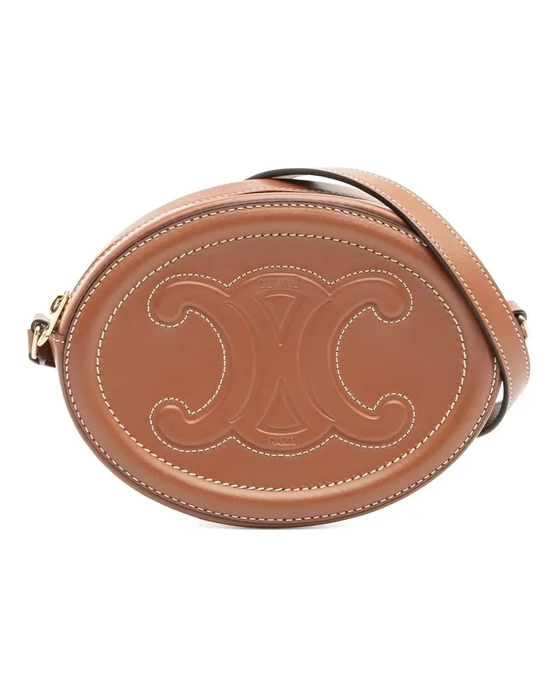 Celine Hobo Bags Small Calfskin Cuir Triomphe Oval Crossbody braun Braun