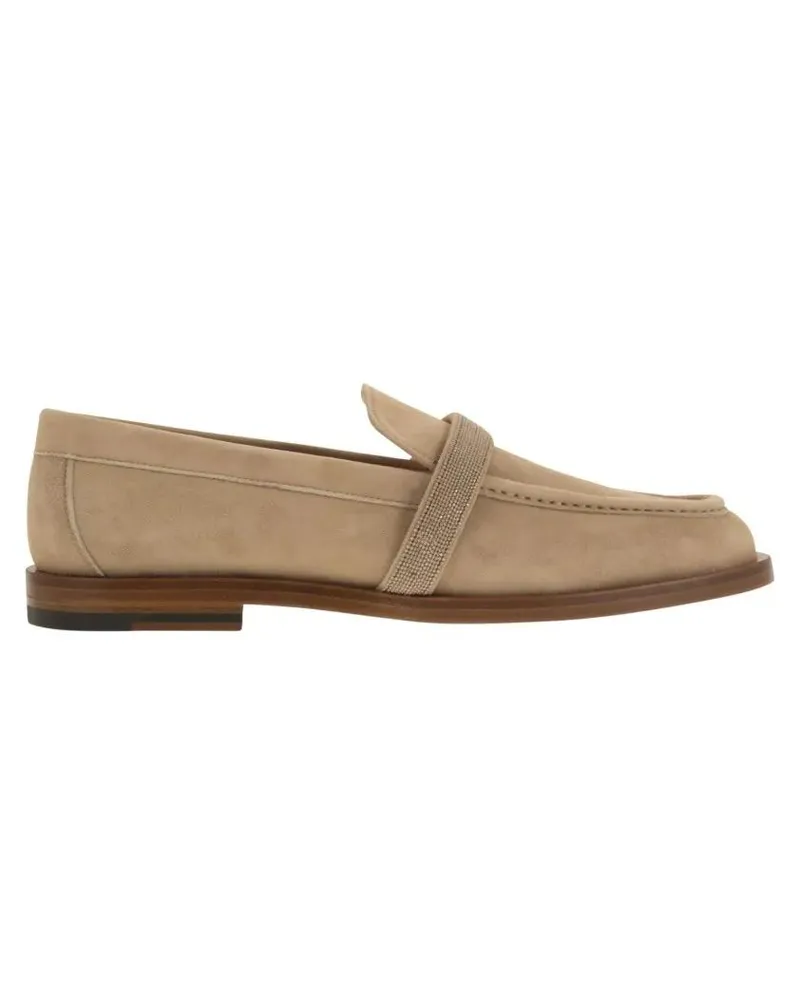 Fabiana Filippi Soft Suede Moccasin With Diamond Thread Detail braun Braun