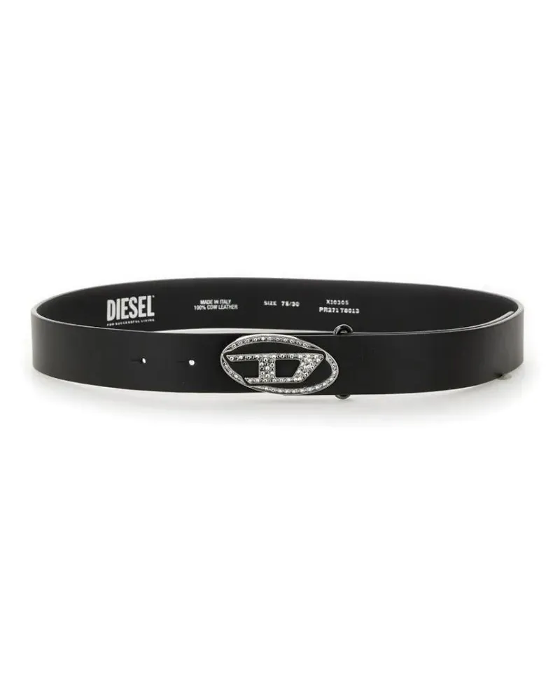 Diesel Gürtel Black Belt With Logo Buckle schwarz Schwarz
