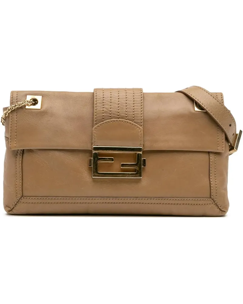 Fendi Hobo Bags Leather Baguette Chain Flap braun Braun