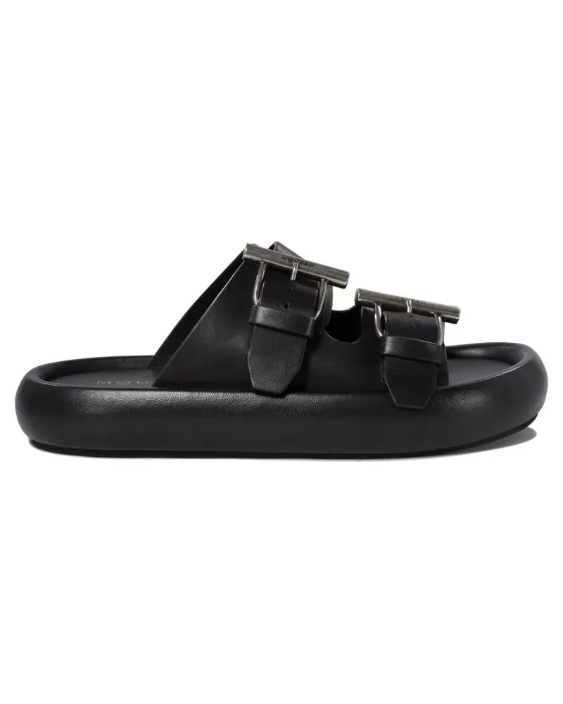 Alexander McQueen Loafer Black Leather Sandals With Buckle Detail schwarz Schwarz