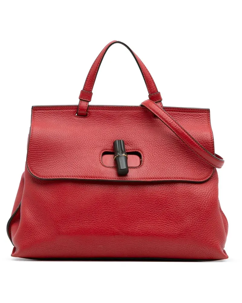 Gucci Hobo Bags Medium Leather Bamboo Daily Satchel rot Rot
