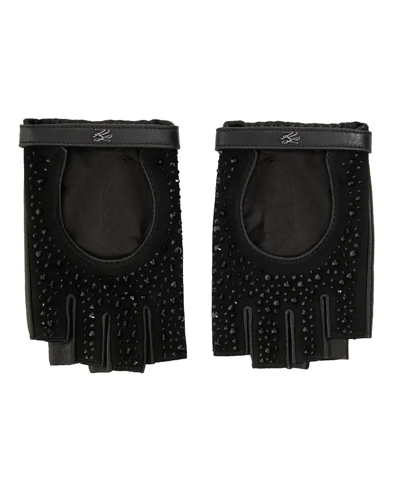 Karl Lagerfeld Handschuhe K/Autograph Strass Handschuhe ohne Finger schwarz Schwarz