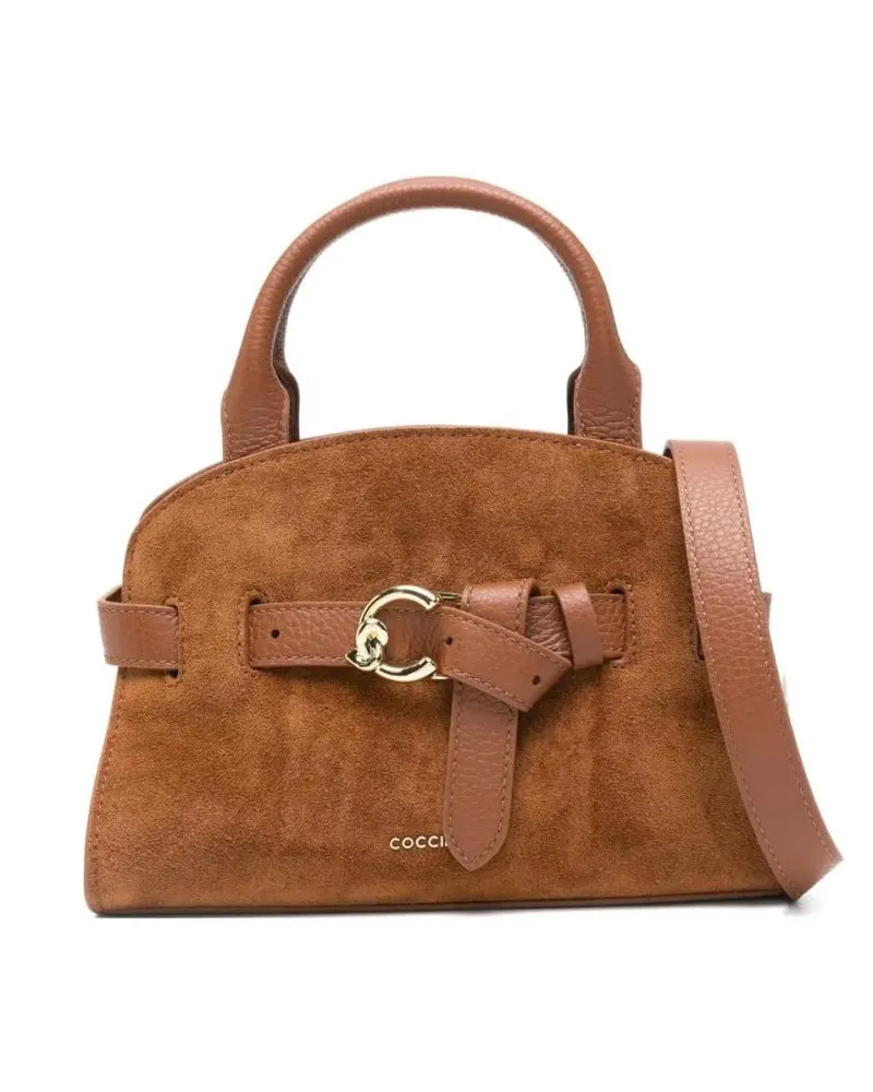 Coccinelle Crossbody Bags Structured Brown Suede Handbag With Leather Accent braun Braun