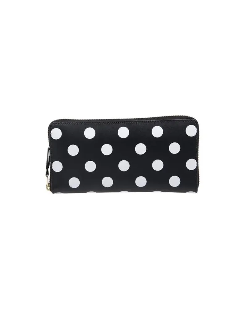 Comme des Garçons Portemonnaies Dots Printed Zip Around Wallet schwarz Schwarz