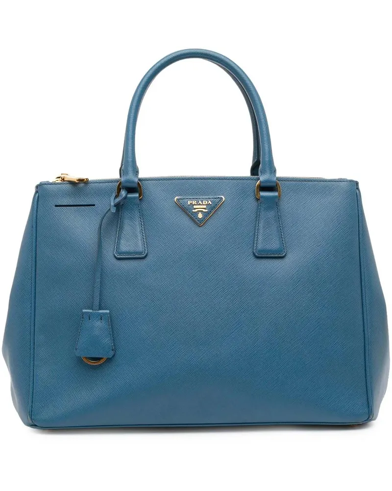 Prada Hobo Bags Medium Saffiano Lux Galleria Double Zip Satchel blau Blau