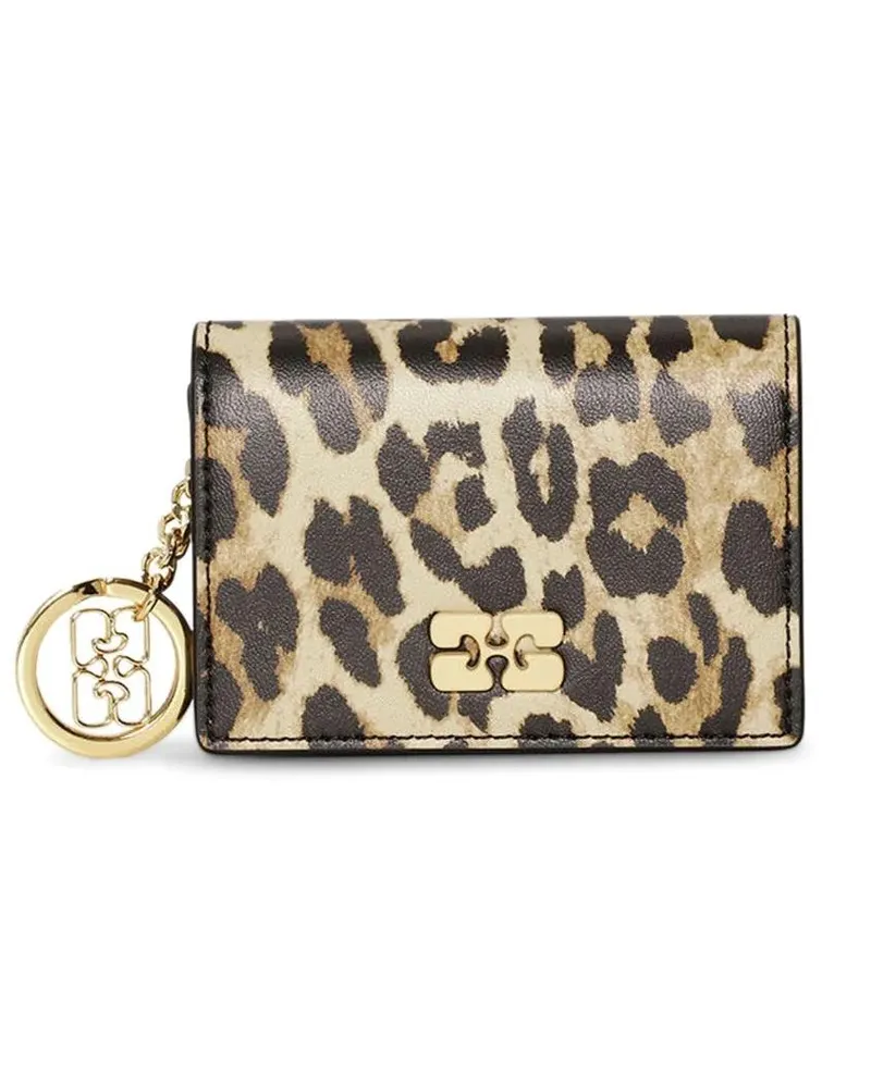 Ganni Portemonnaie Leopard Print Flap Card Holder braun Braun