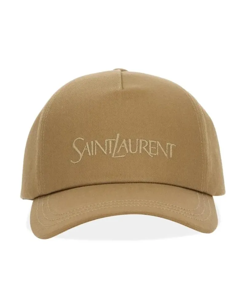 Saint Laurent Caps & Mützen Structured Baseball Hat With Embroidered Logo goldfarben Gold
