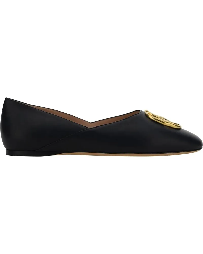 Bally Leather Ballerina Flats schwarz Schwarz