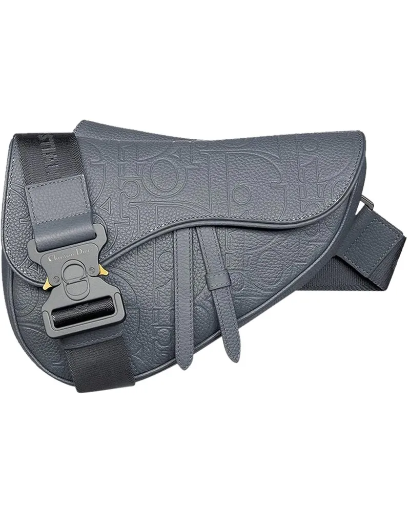 Dior Crossbody Bags Dior Leather Saddle Bag grau Grau