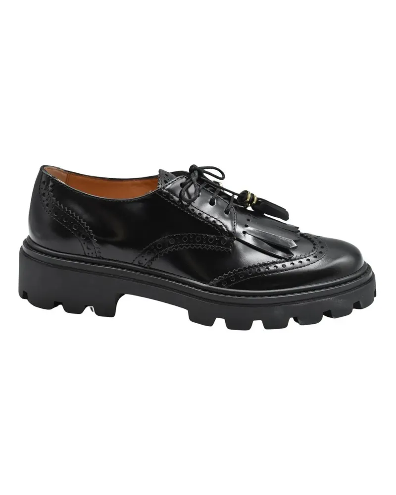 TOD'S Laced Flat Shoes With Fringed Detailing schwarz Schwarz