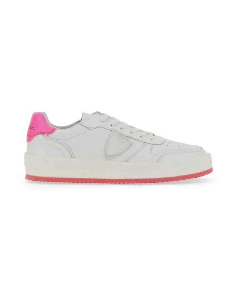 Philippe Model Low-Top Sneaker White Sneakers With Contrasting Pink Accents weiß Weiß