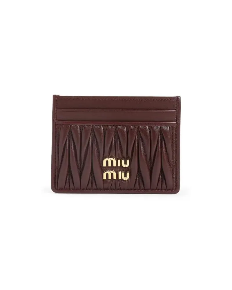 Miu Miu Portemonnaie Bordeaux Lamb Leather Cardholder rot Rot