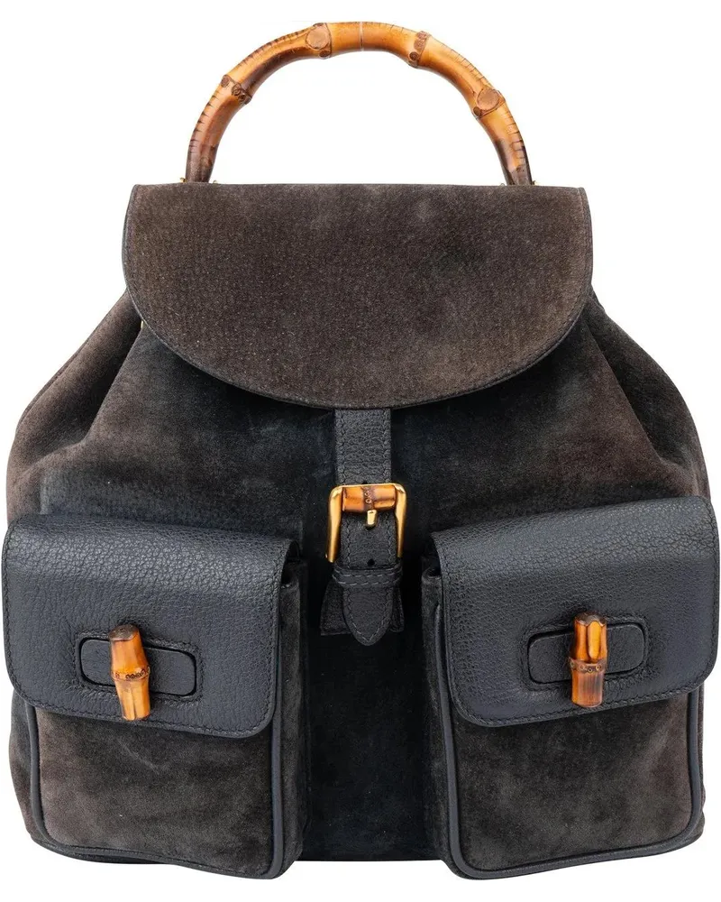 Gucci Crossbody Bags  Classic Suede Bamboo Backpack blau Blau
