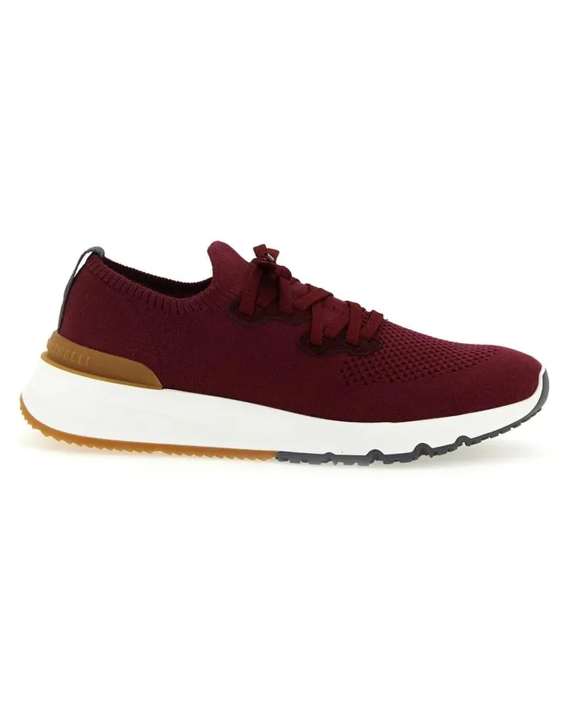 Brunello Cucinelli Low-Top Sneaker Slip-On Knitted Sneakers With Lace-Up Closure rot Rot