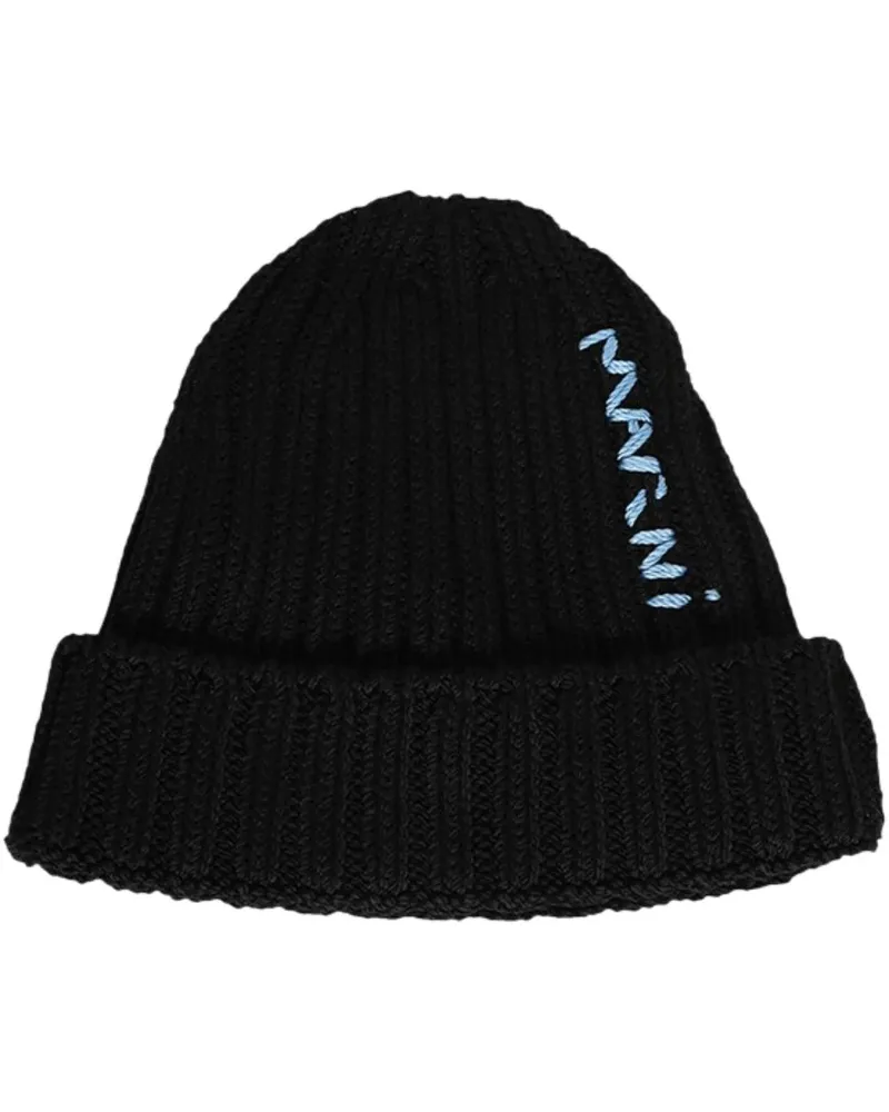 Marni Caps & Mützen INTARSIA BEANIE BLACK schwarz Schwarz