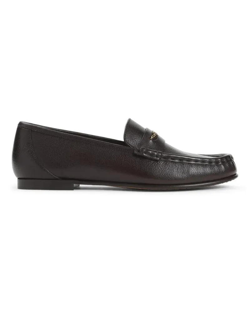 Chloé Black Smooth Leather Loafers schwarz Schwarz