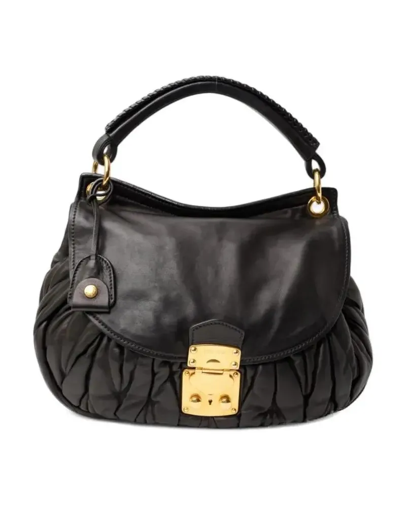 Miu Miu Hobo Bags Coffer Bag Medium Embossed Black schwarz Schwarz