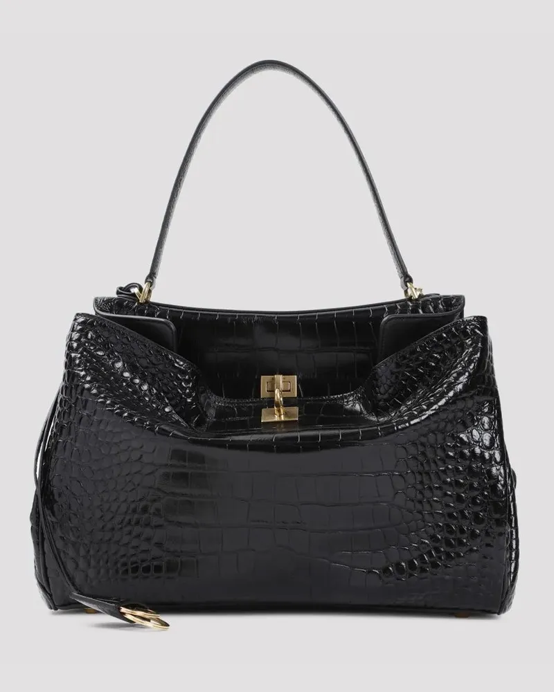 Balenciaga Hobo Bags Black Calf Leather Rodeo Top Handle M Handbag schwarz Schwarz