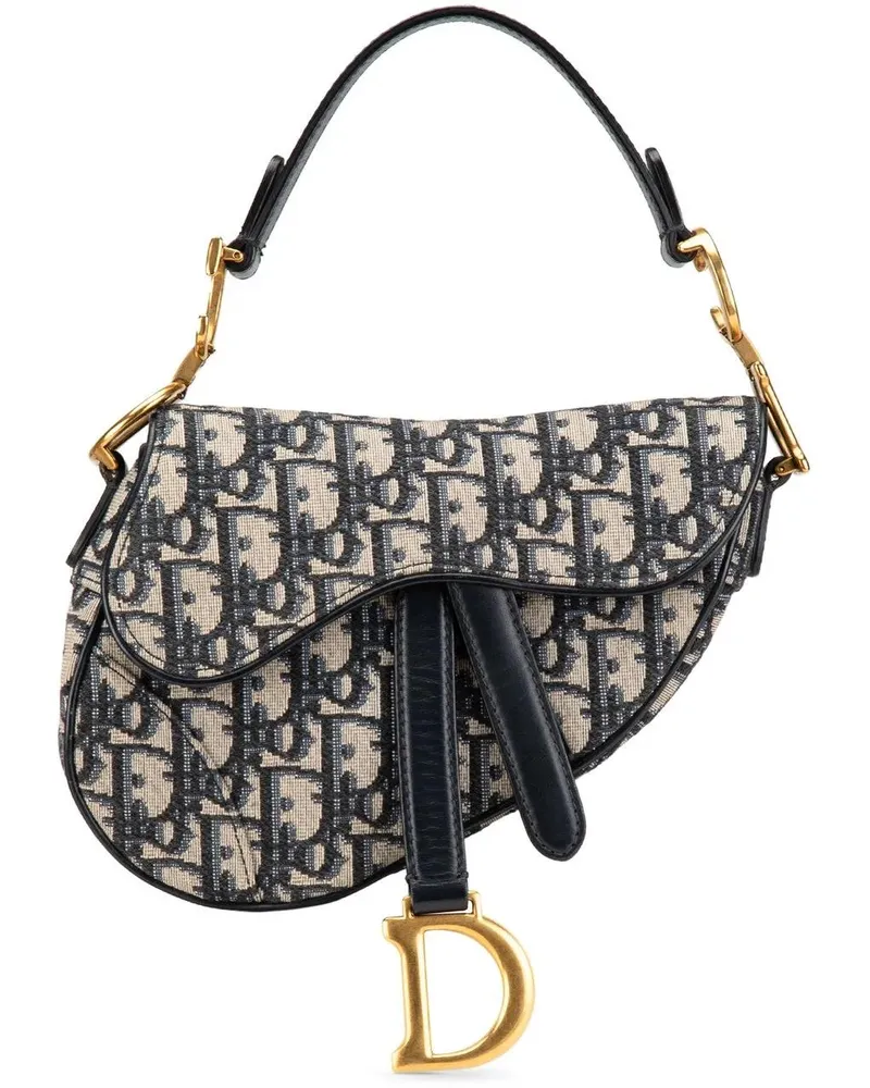 Dior Hobo Bags 2019 Mini Oblique Canvas Saddle Bag blau Blau