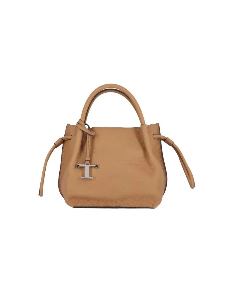 TOD'S Beuteltaschen Pebbled Leather Bucket Bag braun Braun