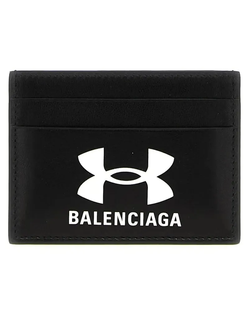 Balenciaga Portemonnaies Leather Card Holder schwarz Schwarz