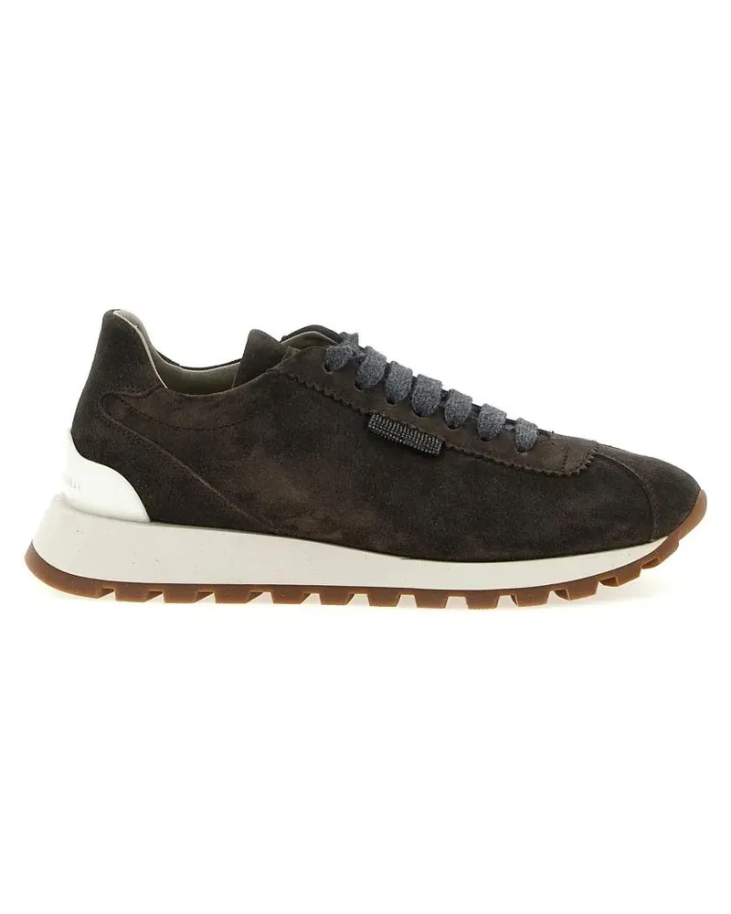 Brunello Cucinelli Low-Top Sneaker Shiny Tab Sneakers braun Braun