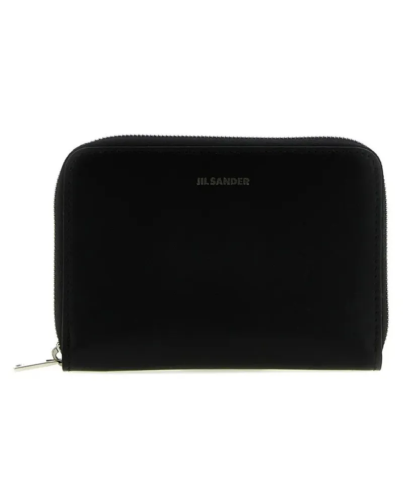 Jil Sander Portemonnaies Zip Leather Wallet schwarz Schwarz