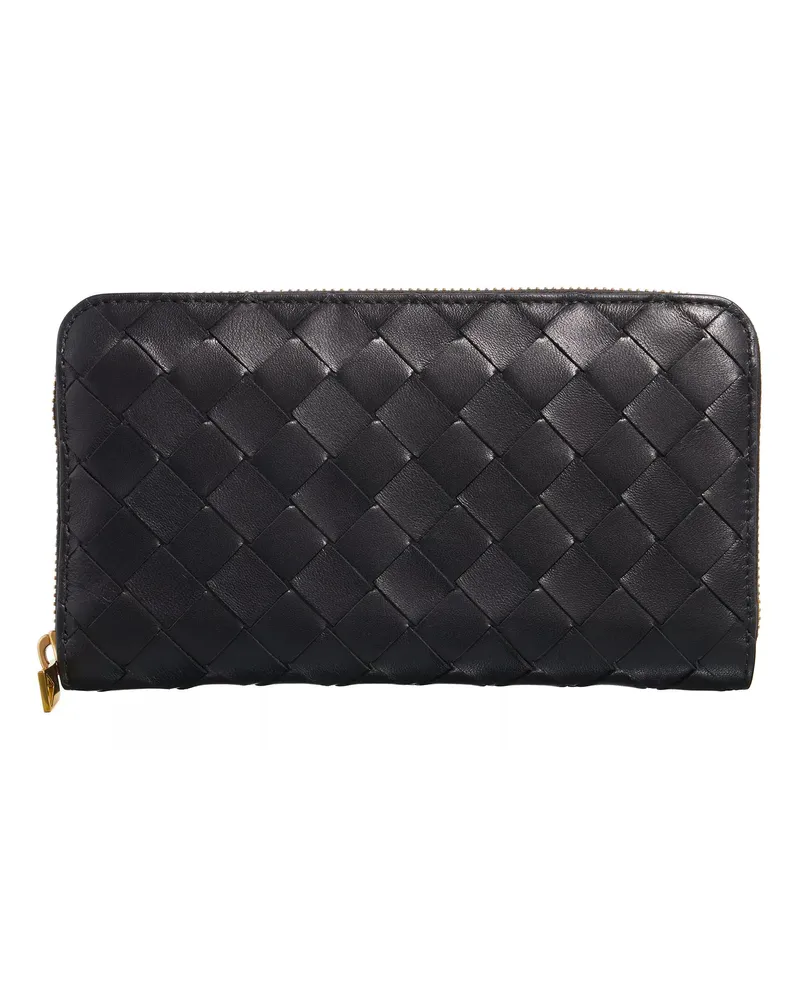 Bottega Veneta Portemonnaie Zip-Around Wallet Intrecciato Schwarz