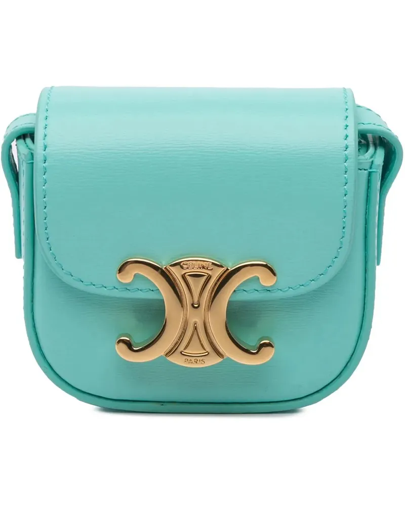 Celine Hobo Bags 2021 Mini Shiny Calfskin Triomphe Crossbody blau Blau