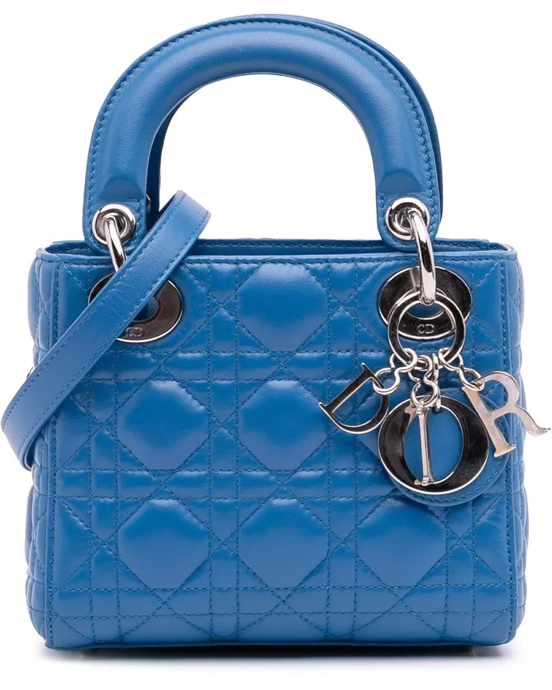 Dior Hobo Bags Mini Lambskin Cannage Lady Dior blau Blau
