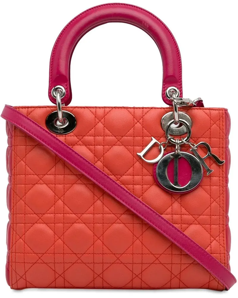 Dior Crossbody Bags 2013 Medium Bicolor Lambskin Cannage Lady Dior orange Orange