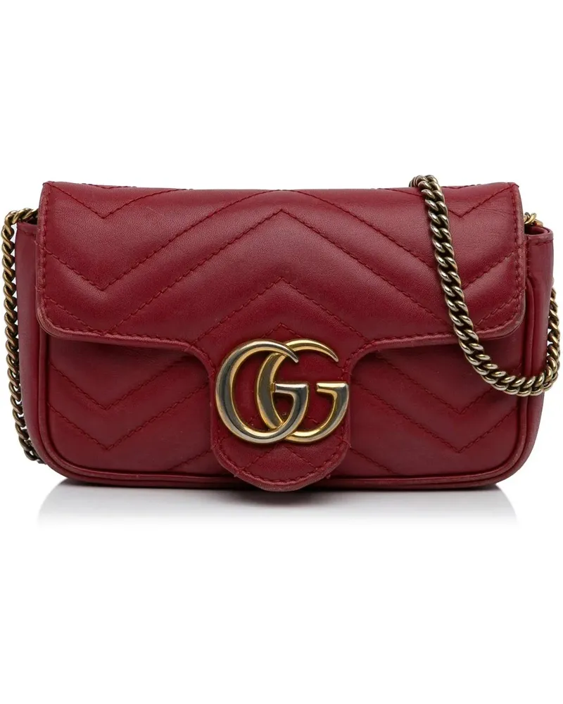 Gucci Hobo Bags 2016-2023 Super Mini GG Marmont Matelasse Leather rot Rot
