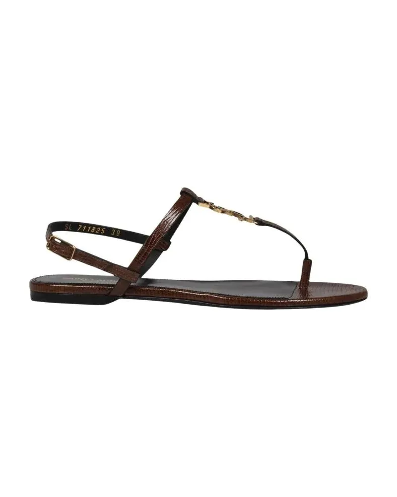 Saint Laurent Sandalen Lizard-Print Leather Cassandra Sandal schwarz Schwarz