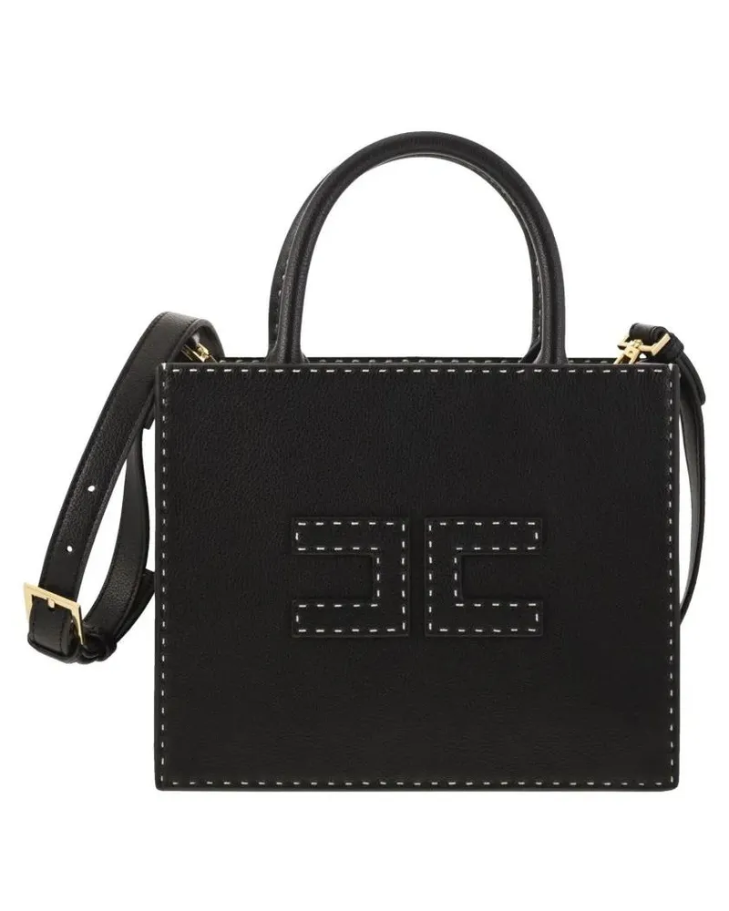 Elisabetta Franchi Shopper & Totes Small Tote With Contrast Stitching schwarz Schwarz
