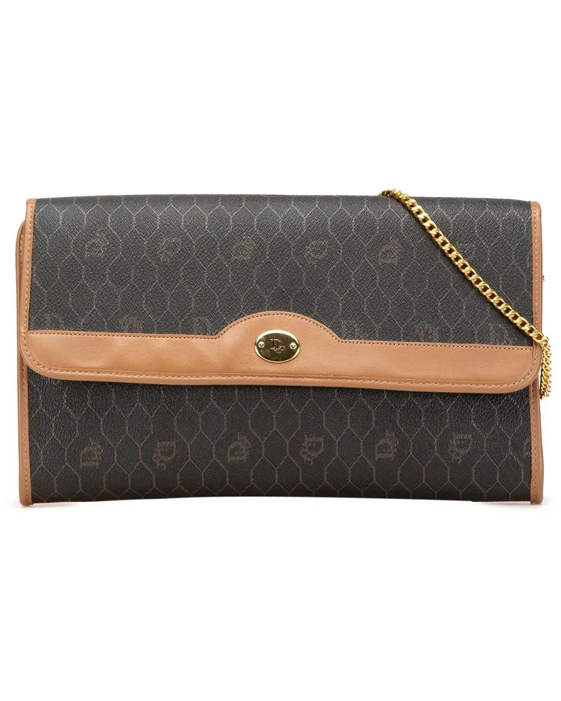 Dior Hobo Bags Honeycomb Coated Canvas Chain Shoulder Bag schwarz Schwarz