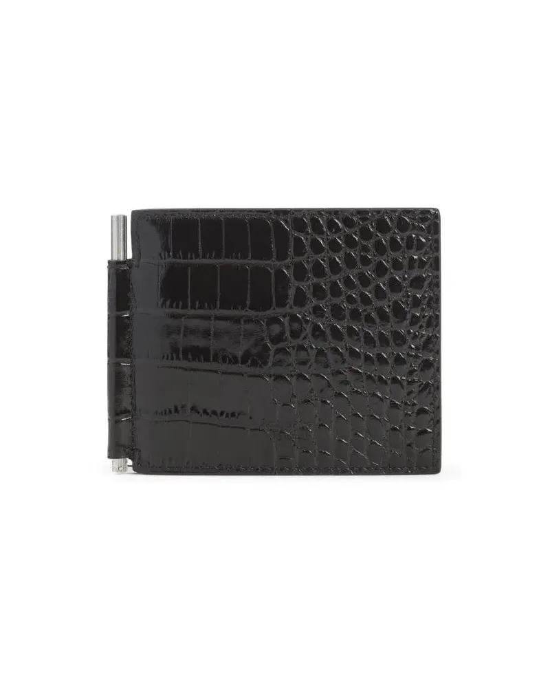 Tom Ford Portemonnaies Crocodile-Embossed Calf Leather Wallet schwarz Schwarz
