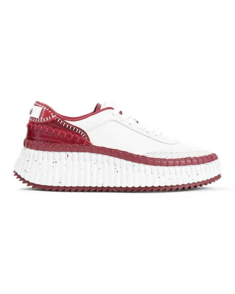 Chloé Low-Top Sneaker Red Leather Sneakers With Textured Sole And Elegan rot Rot
