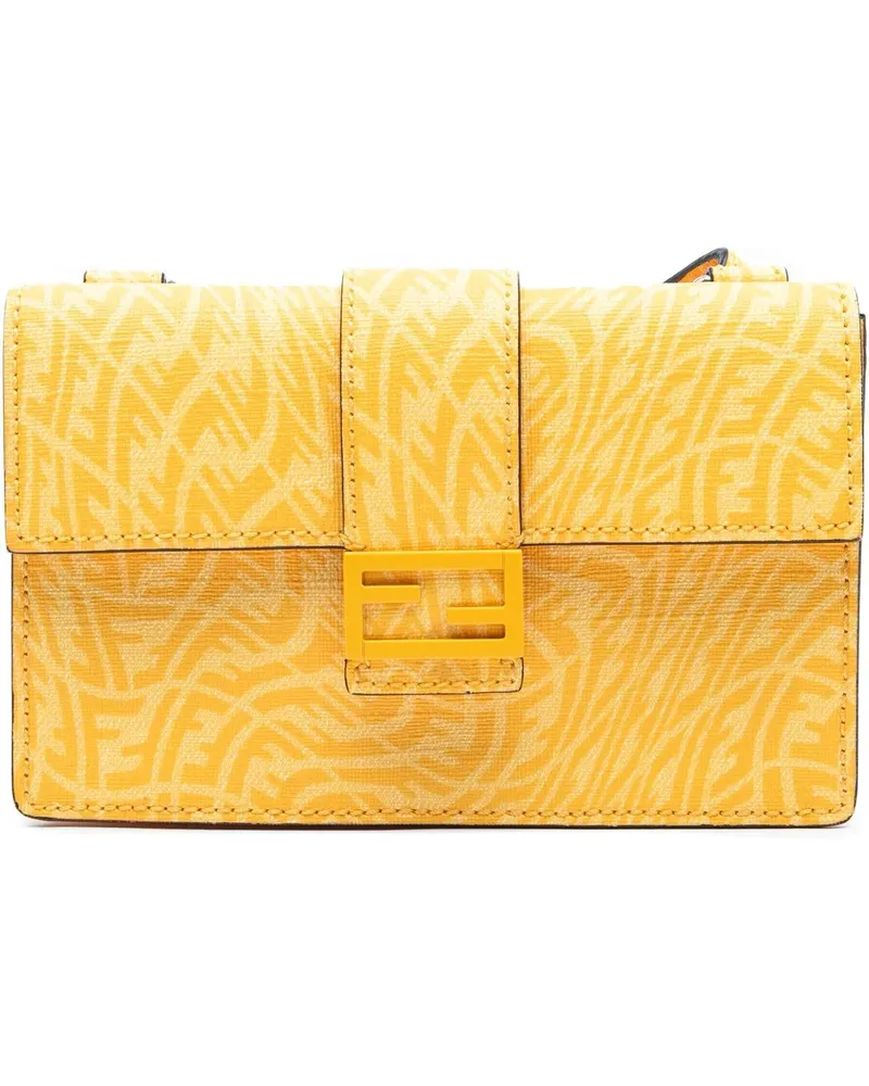 Fendi Hobo Bags Sarah Coleman Small Glazed Fabric FF Vertigo Conve gelb Gelb
