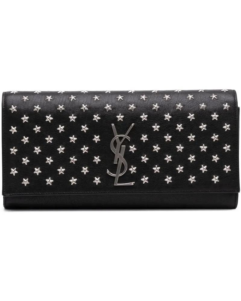 Saint Laurent Clutches Leather Star Studded Cassandre Clutch schwarz Schwarz