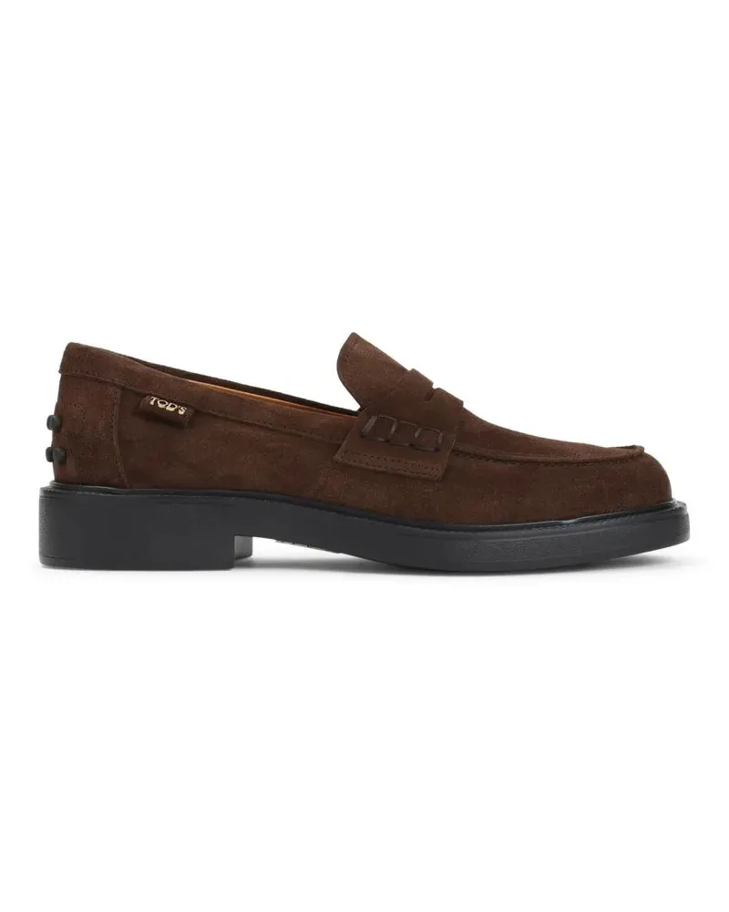 TOD'S Brown Suede Loafers With 3Cm Heel schwarz Schwarz
