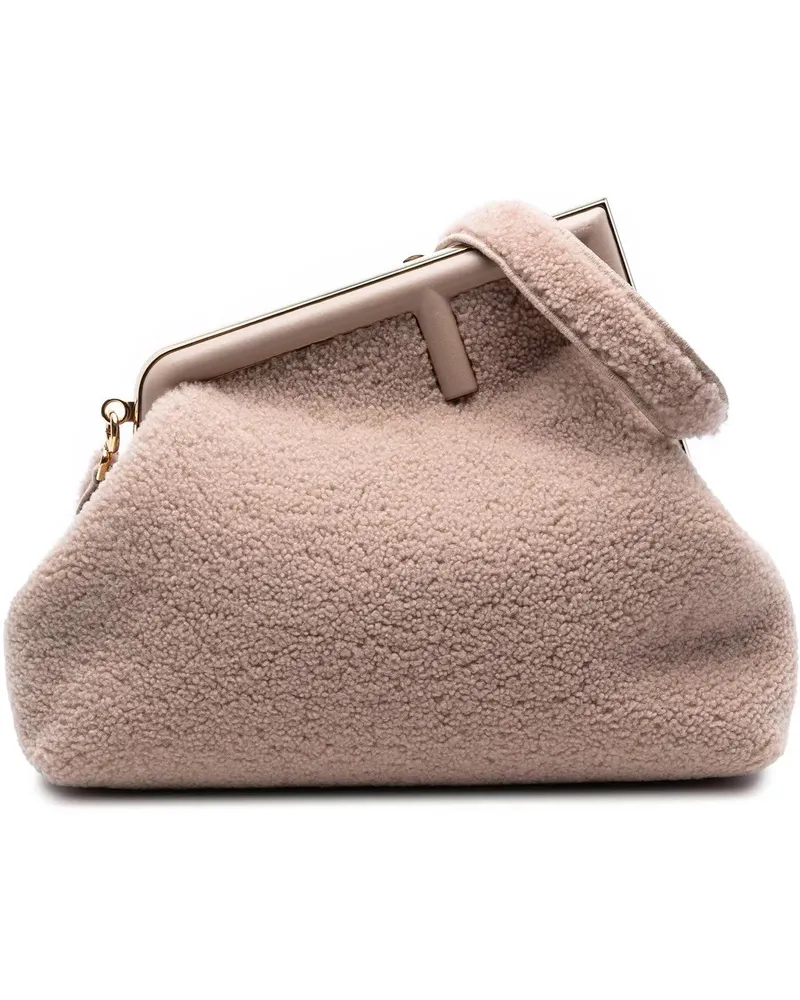 Fendi Hobo Bags Medium Shearling  First Shoulder Bag braun Braun