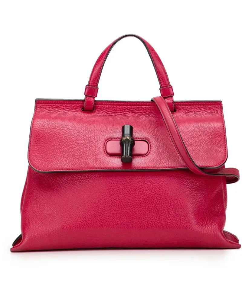 Gucci Hobo Bags Medium Leather Bamboo Daily Satchel rosa Gold