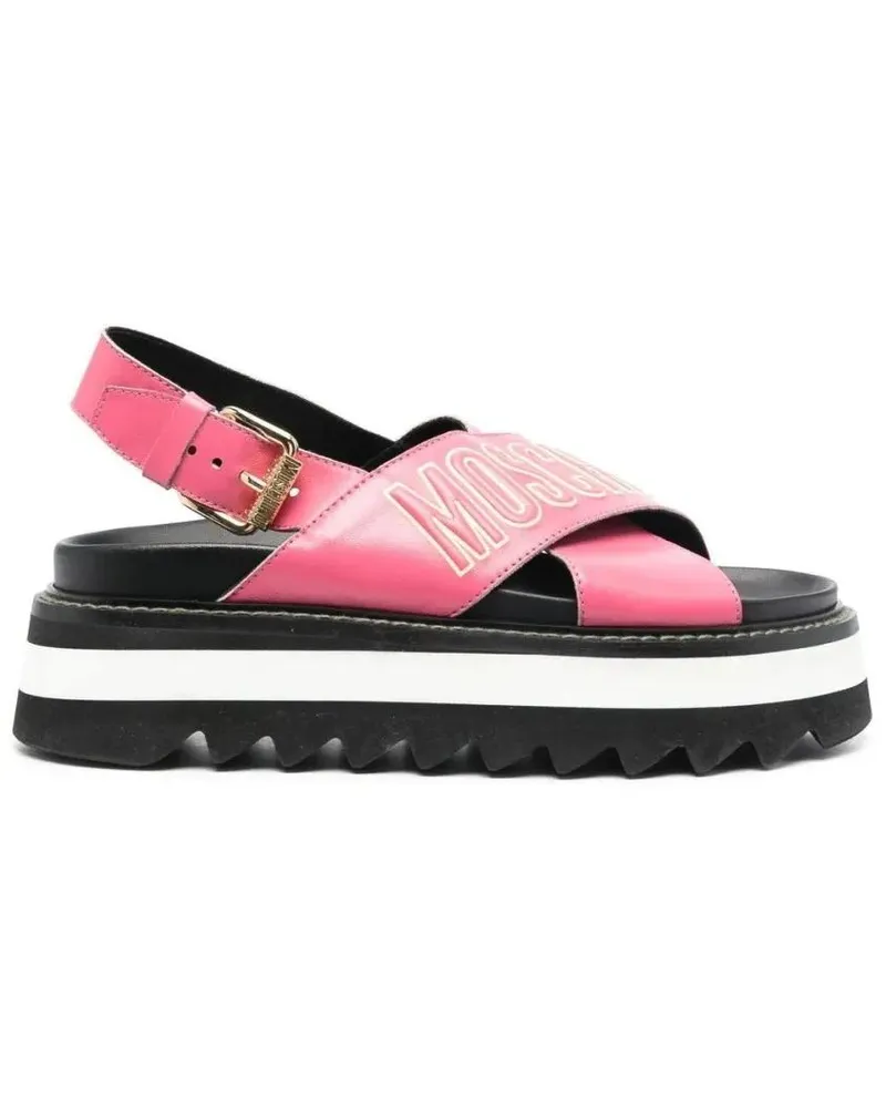 Moschino Sandalen Vibrant Pink Slingback Sandals With Bold Logo And pink Rosa
