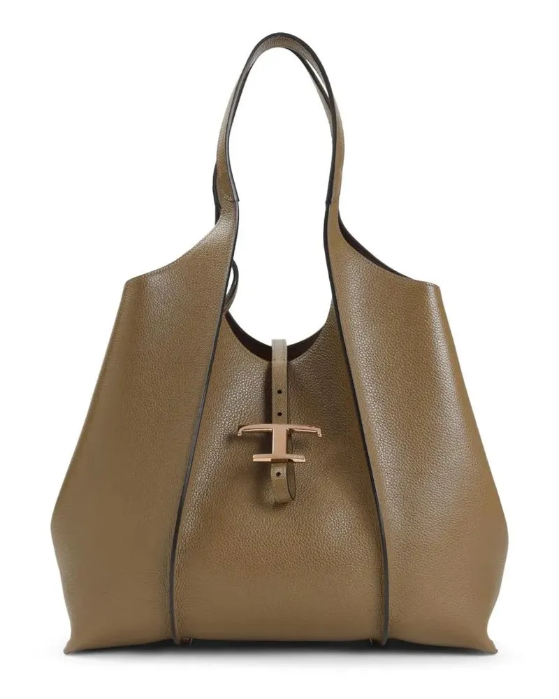 TOD'S Hobo Bags Grained Leather Shoulder Bag With Design grün Grün