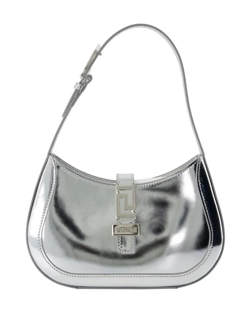 Versace Hobo Bags Small Shoulder Bag - Leather - Silver grau Grau