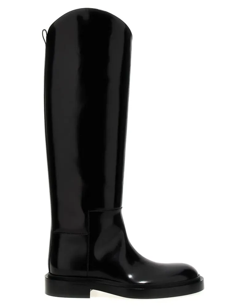 Jil Sander Stiefel High Leather Leg Boots schwarz Schwarz