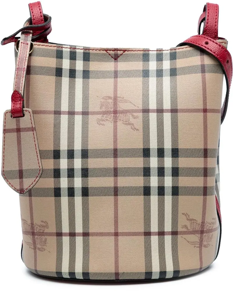 Burberry Hobo Bags Haymarket Check Coated Canvas Lorne Bucket Bag braun Braun